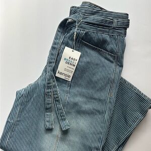 Kensie Blue Striped High-Rise Jeans